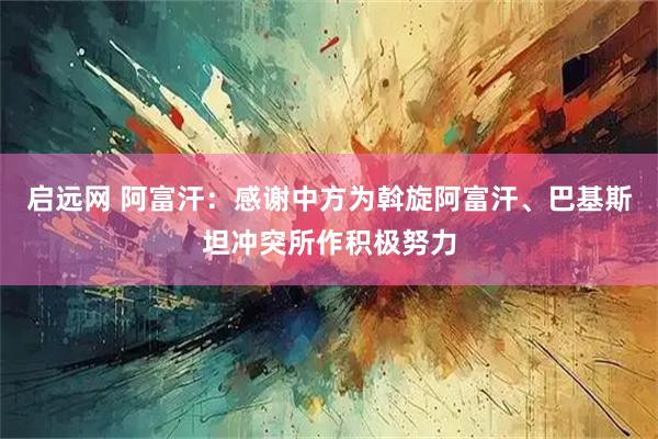启远网 阿富汗：感谢中方为斡旋阿富汗、巴基斯坦冲突所作积极努力